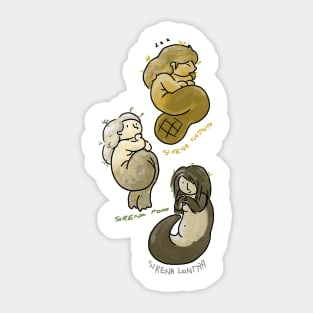 Three mermaid Selkie: a beaver siren, a seal siren, a otter siren Sticker